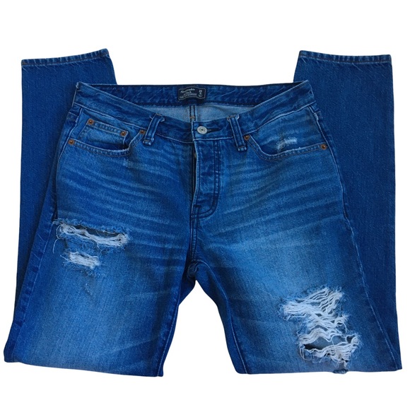Abercrombie & Fitch Ames Slim Boyfriend Distressed Buttonfly Jeans Size 25 - Picture 15 of 17